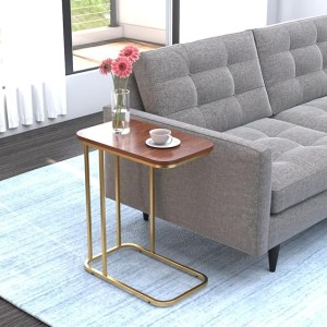 Premium Metal Side Table with Wooden Top | Elegant..